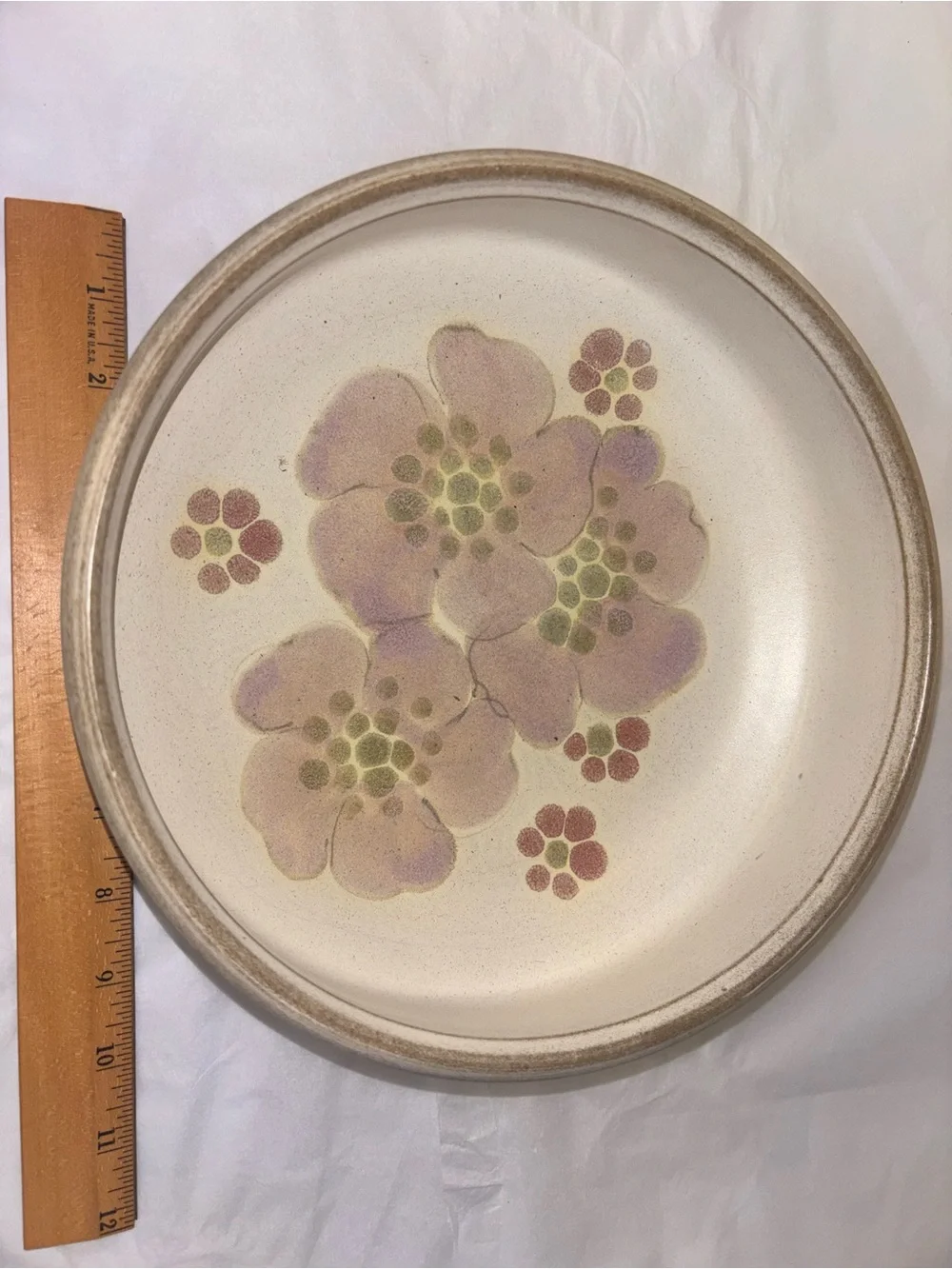 Denby Made in England  Floral Ceramic Casserole Dish with Pink and Green Motif